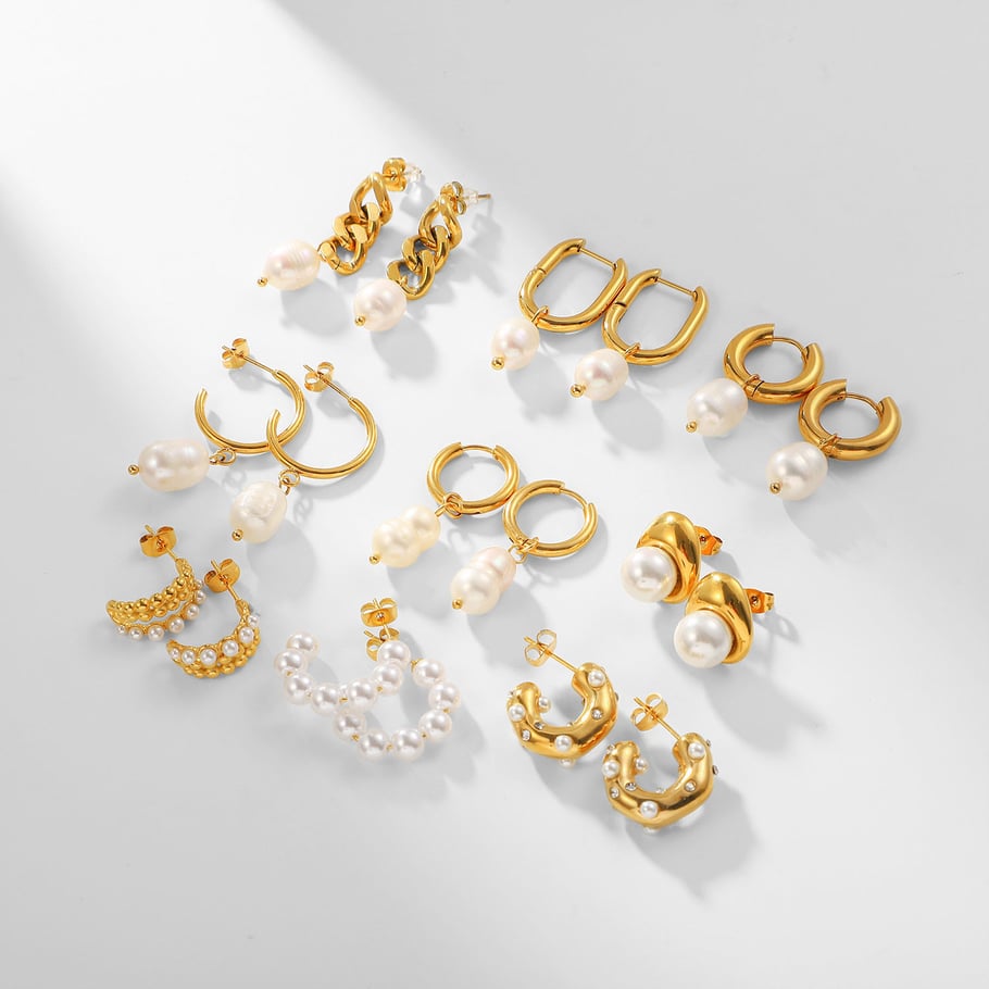 pendientes de acero inoxidable en oro de 18 quilates con diseño de es de internet, estilo europeo y americano, pendientes de perlas personalizados de moda, joyería para mujer h5Imagen6