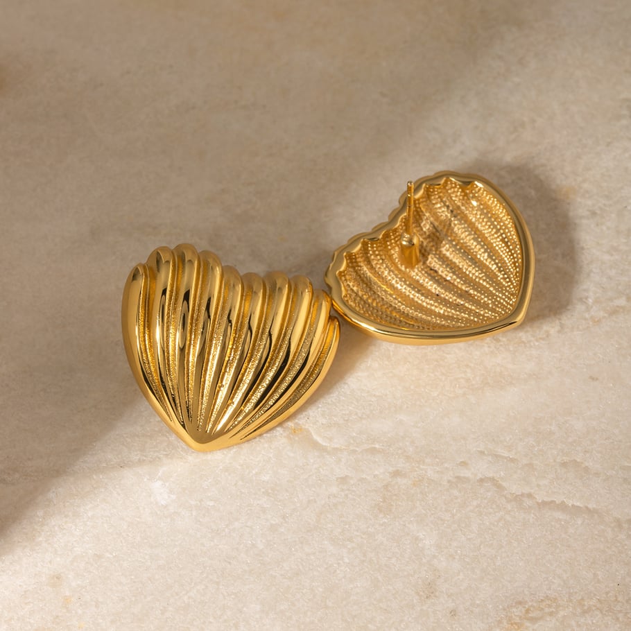 European and American cross-border ins style simple 18k gold stainless steel puff heart-shaped water drop chubby croissant earrings for women Picture6