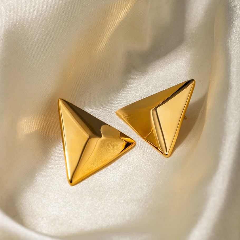 1 Pair Simple Series Punk Geometric Stainless Steel 18K Gold Plated Women Stud Earrings Picture5