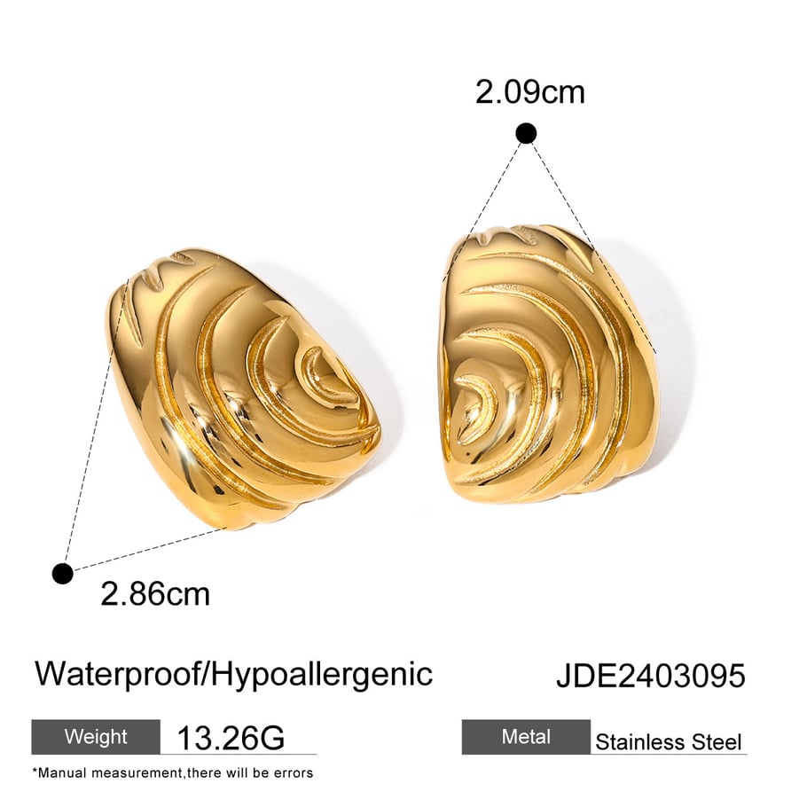 Amazon 18k gold stainless steel irregular shape thread earrings ins left and right asymmetrical titanium steel earrings for women Picture5