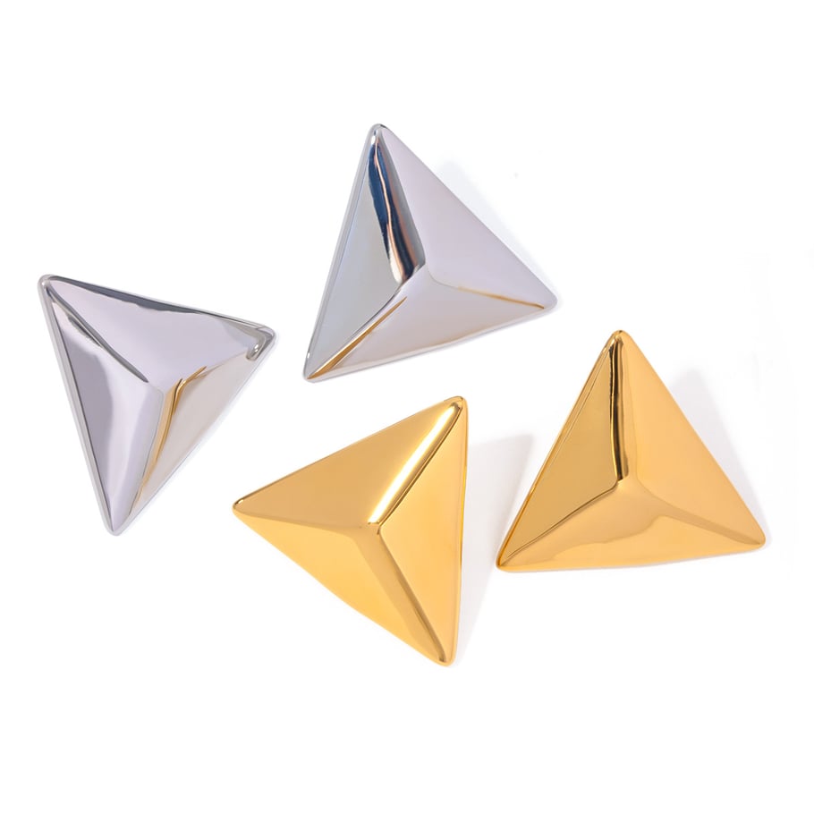 1 Pair Simple Series Punk Geometric Stainless Steel 18K Gold Plated Women Stud Earrings Picture7