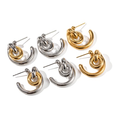 New INS style fashion creative architectural style minimalist line earrings 18K gold stainless steel earrings for women h5 Picture5
