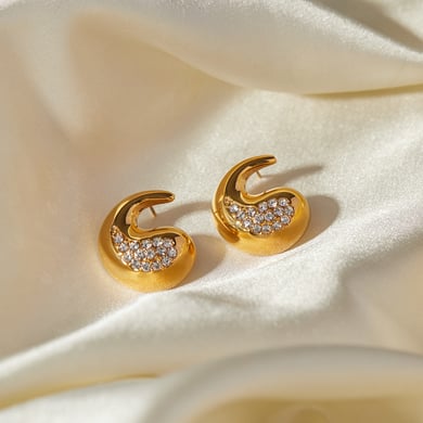 JD designer model! 18k gold stainless steel  diamond/teardrop-shaped diamond earrings European and American ins simple cold style earrings h5 Picture10
