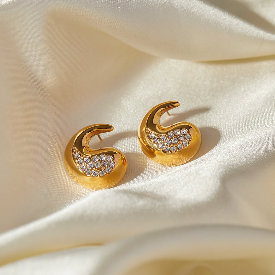 JD designer model! 18k gold stainless steel  diamond/teardrop-shaped diamond earrings European and American ins simple cold style earrings Picture10