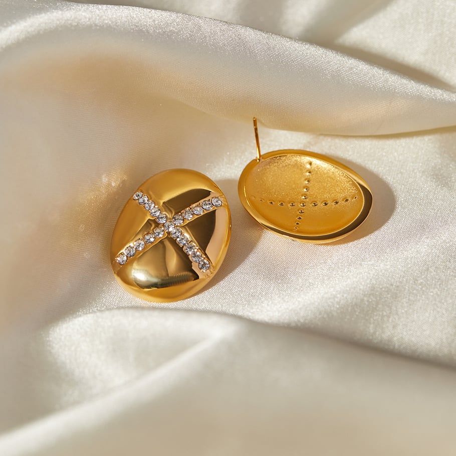 JD designer model! 18k gold stainless steel  diamond/teardrop-shaped diamond earrings European and American ins simple cold style earrings Picture8
