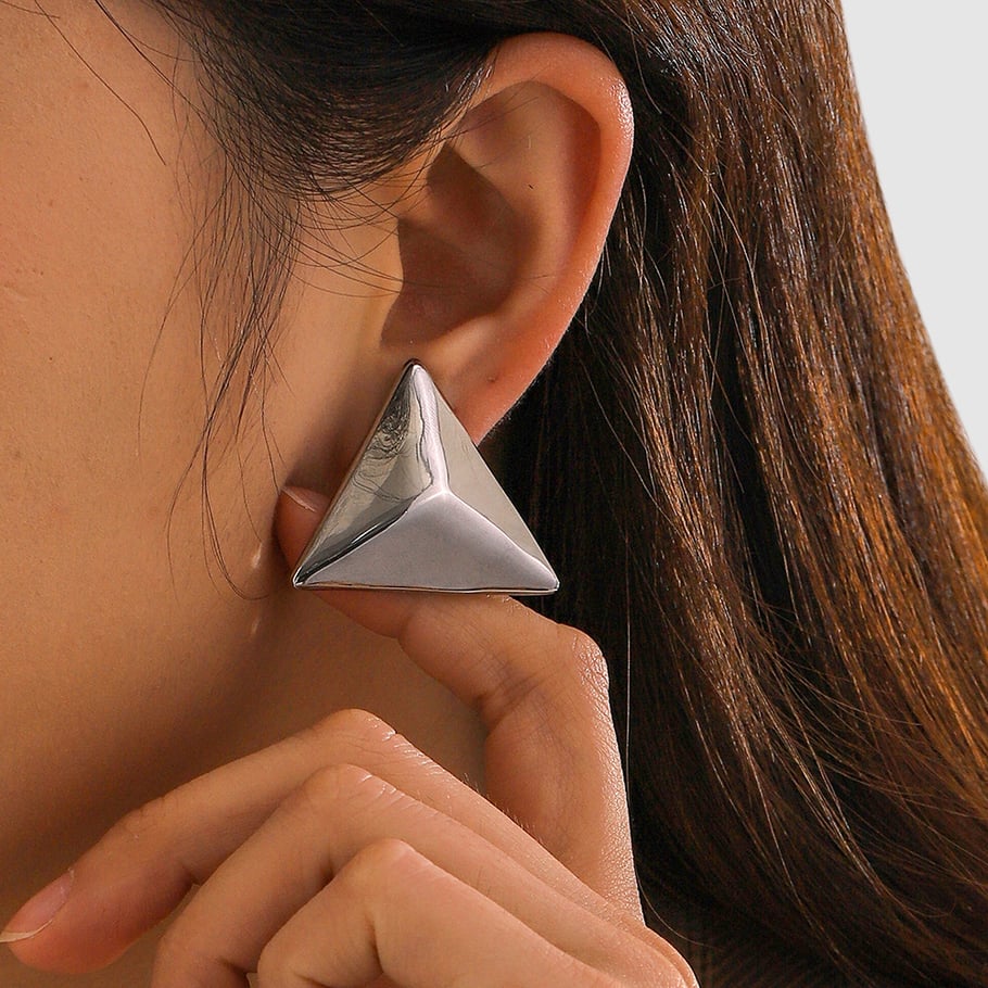 1 Pair Simple Series Punk Geometric Stainless Steel 18K Gold Plated Women Stud Earrings Picture4