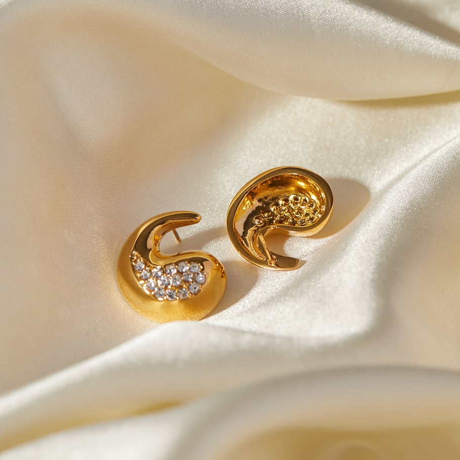 JD designer model! 18k gold stainless steel  diamond/teardrop-shaped diamond earrings European and American ins simple cold style earrings Picture11