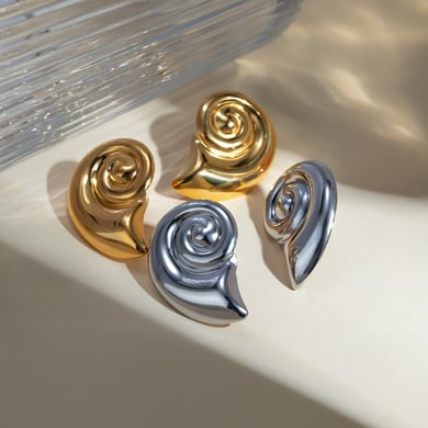 europäische und amerikanische grenzüberschreitende -stil einfache persönlichkeit mode 18 karat gold edelstahl muschel spiralmuster wirbelform ohrringe für frauen h5 Bild4