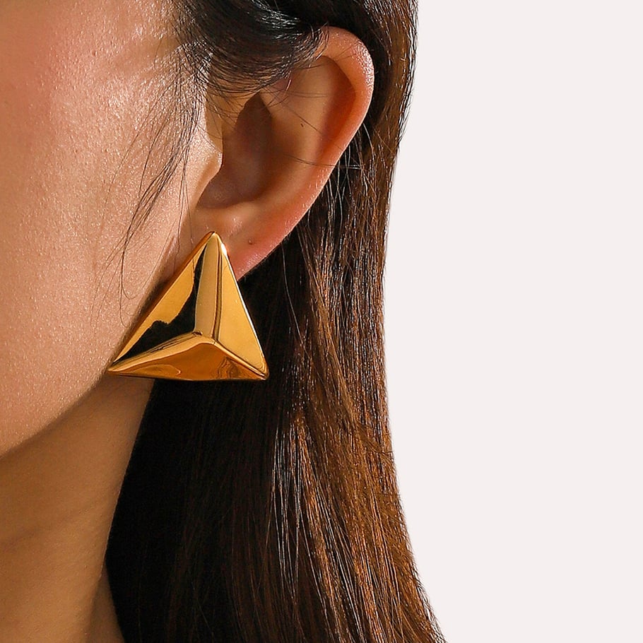 1 Pair Simple Series Punk Geometric Stainless Steel 18K Gold Plated Women Stud Earrings Picture3