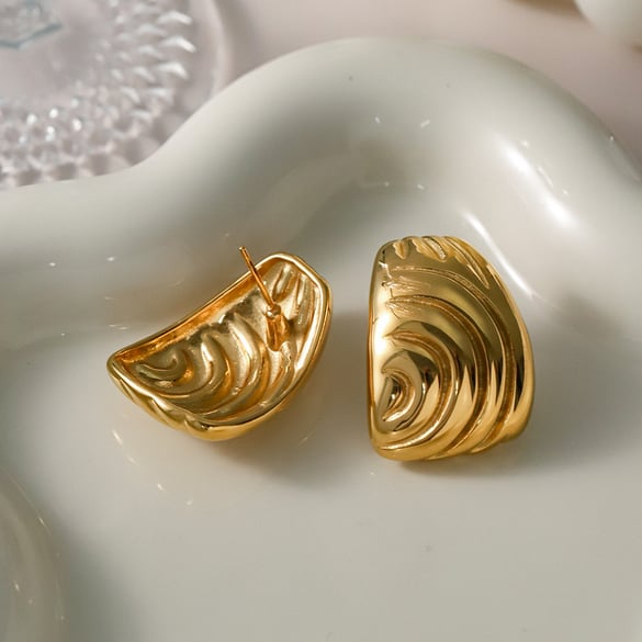 Orecchini a forma irregolare in acciaio inossidabile oro 18k Amazon con filo ins orecchini asimmetrici in acciaio al titanio sinistro e destro per donna