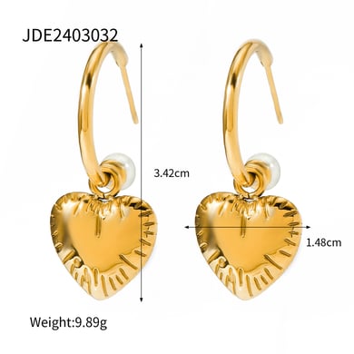 18k gold stainless steel pearl C-shaped heart-shaped earrings ins Internet celebrity same style five-pointed star titanium steel ear buckle earrings h5 Picture7