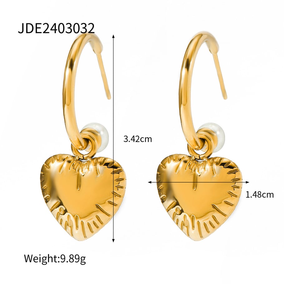18k gold stainless steel pearl C-shaped heart-shaped earrings ins Internet celebrity same style five-pointed star titanium steel ear buckle earrings Picture7