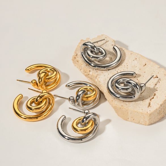 Nuovo stile INS moda creativa stile architettonico minimalista orecchini in acciaio inossidabile oro 18K orecchini per le donne