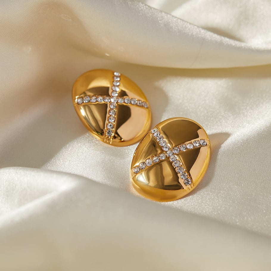 JD designer model! 18k gold stainless steel  diamond/teardrop-shaped diamond earrings European and American ins simple cold style earrings Picture9
