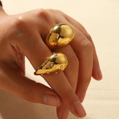 1 Stück kreativer und modischer 18 Karat vergoldeter Edelstahl-Diamant-Delfinring, geeignet für den Alltag von Frauen h5 Bild4