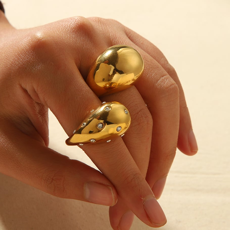 1 Stück kreativer und modischer 18 Karat vergoldeter Edelstahl-Diamant-Delfinring, geeignet für den Alltag von Frauen Bild4