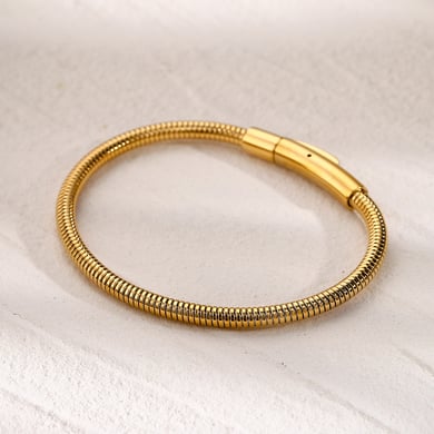 Europäisches und amerikanisches schlichtes Armband aus 16 Karat Gold und Edelstahl im kalten Stil mit einzigartigem Design und rundem Goldarmband mit Schlangenknochenkette h5 Bild5