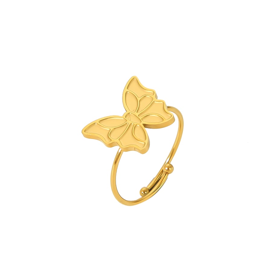 1 piece of classic fashion 18k gold-plated stainless steel butterfly love heart-shaped adjustable ring for women's jewelry for daily wear Picture8