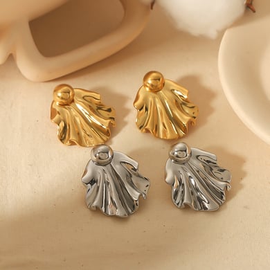 1 Paar personalisierte, modische, unregelmäßige, fächerförmige Ohrringe aus 18 Karat vergoldetem Edelstahl für Damenschmuck zum täglichen Tragen h5 Bild4
