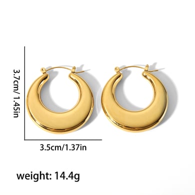 1 pair of simple classic 18k gold stainless steel smooth flat hollow earrings for women jewelry daily wear h5 Picture5