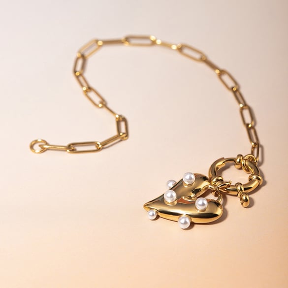 Bracelet pendentif perle collante en acier inoxydable or 18 carats pour femmes, style européen et américain transfrontalier, tendance, vente en gros 2