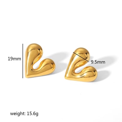 1 pair of creative and fashionable 18k gold-plated stainless steel glossy liquid heart earrings for women for daily wear h5 Picture6