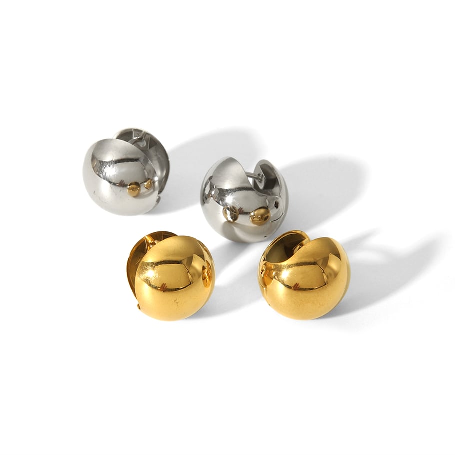 1 pair of simple and stylish 18k gold-plated stainless steel smooth spherical double-sided ear clips suitable for women's daily wear Picture5