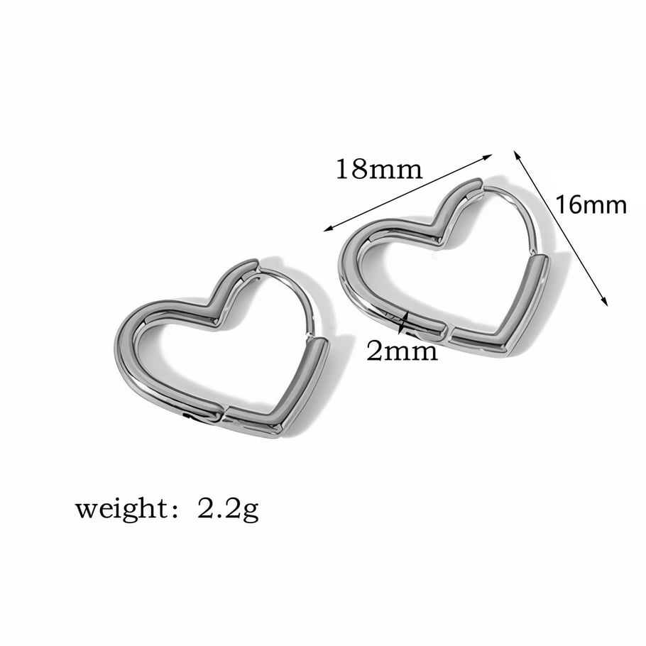 1 pair of simple classic 18k gold-plated stainless steel geometric heart earrings for women's jewelry for daily wear Picture6