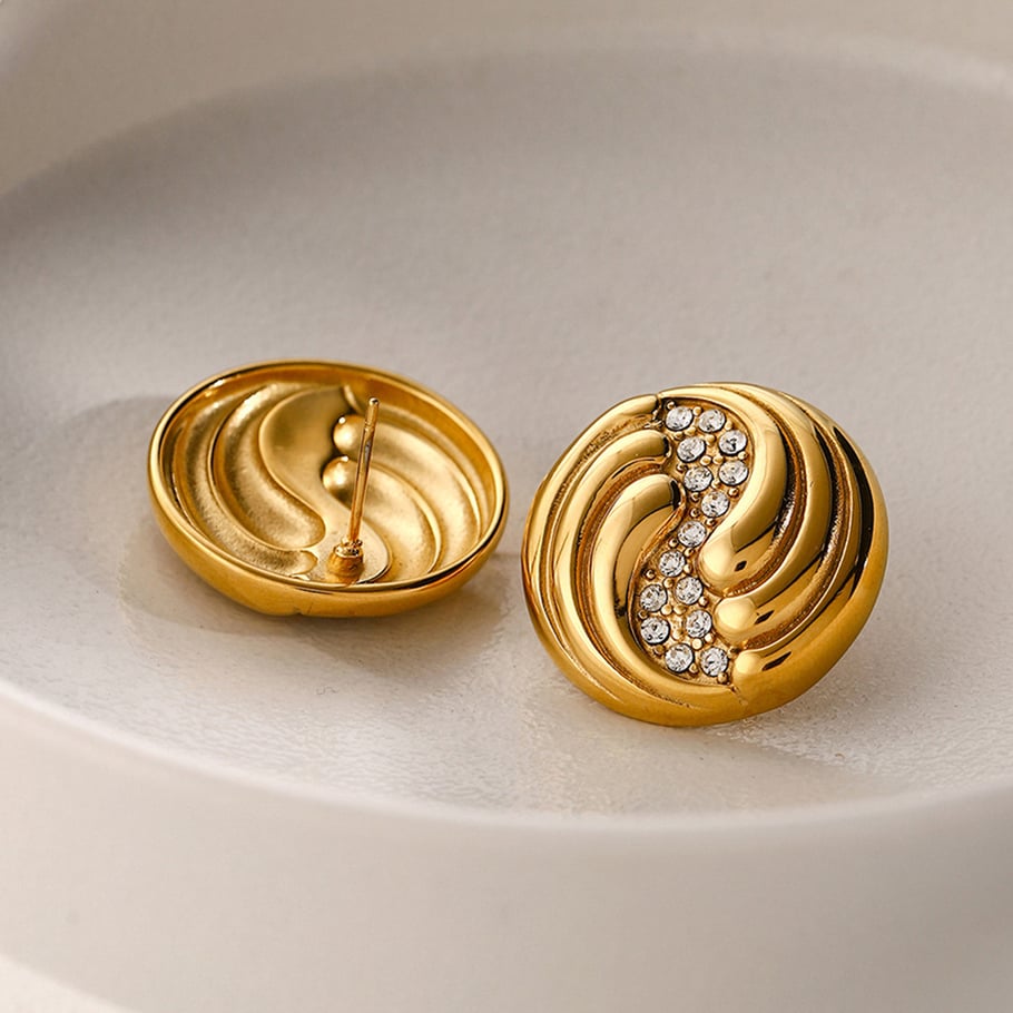 ins style 18k gold stainless steel  diamond/spiral water drop diamond earrings hot selling items on Amazon independent station in Europe and America Picture4