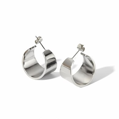 1 pair of simple classic 18k gold-plated stainless steel thickened smooth C-shaped earrings for women's jewelry for daily wear h5 Picture6