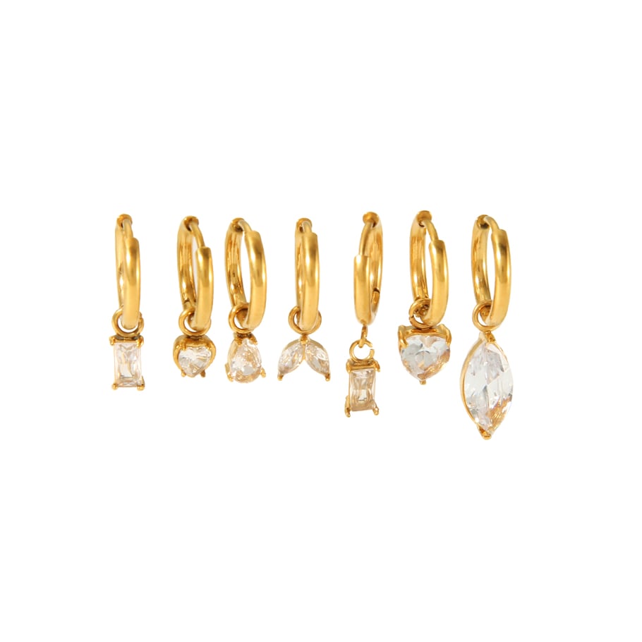 1 Paar Simple Series Tägliche geometrische 18 Karat vergoldete Zirkonia-Ohrringe für Damen Bild6