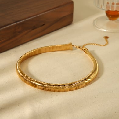 1 Paar personalisierte modische elastische Halskette aus 18 Karat vergoldetem Edelstahl für Damen, Schmuck für den Alltag h5 Bild4