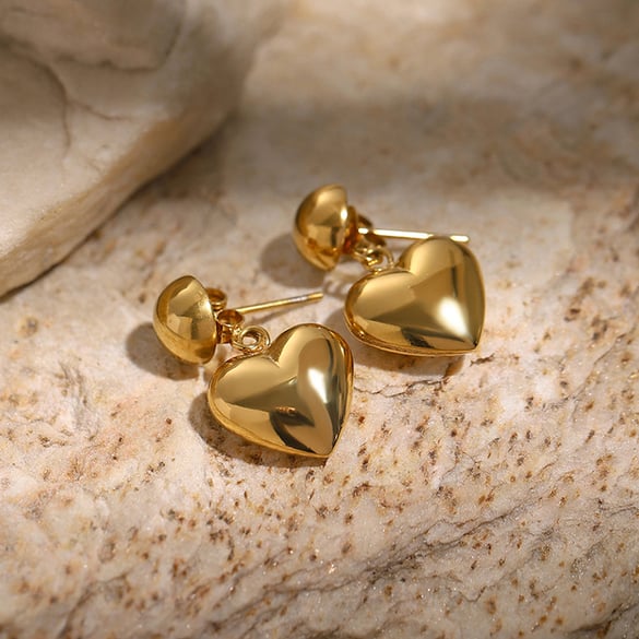 18k gold stainless steel front and back hemispherical love earrings ins unique design gold and silver color matching hemispherical love earrings 2