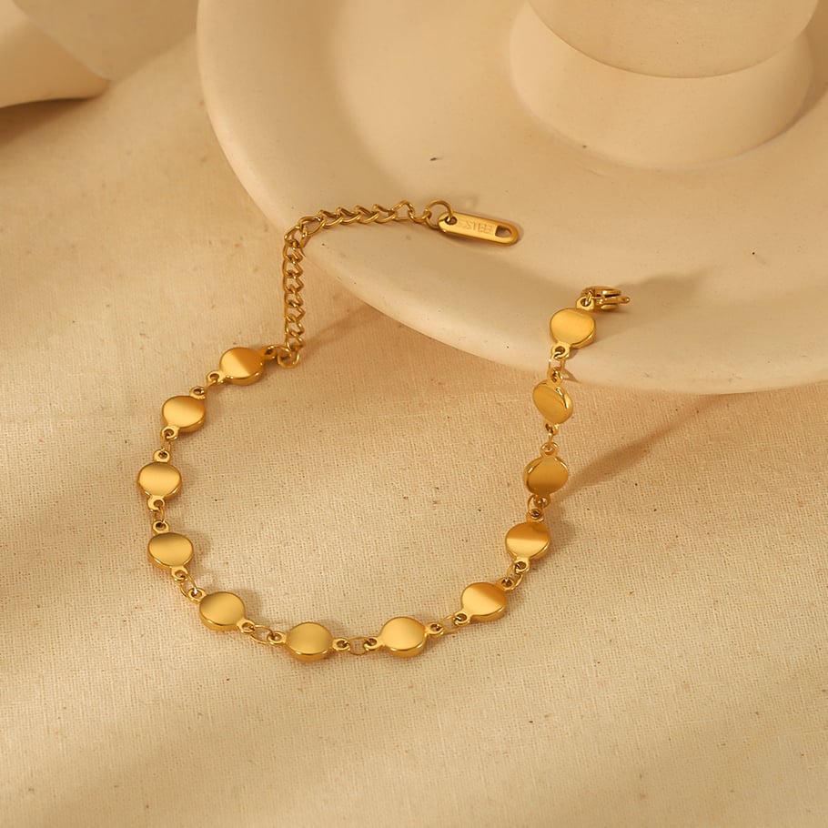 1 pair of stylish simple 18k gold-plated stainless steel cross love star chain bracelet women's jewelry daily wear Picture4