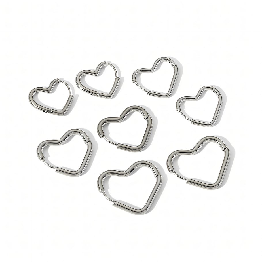 1 pair of simple classic gold-plated stainless steel geometric heart earrings for women's jewelry for daily wear h5Picture4