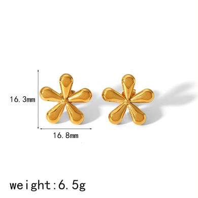 1 pair of simple and stylish 18k gold-plated stainless steel five-petal flower earrings suitable for women's daily wear h5 Picture5