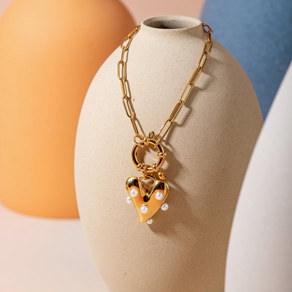 Bracelet pendentif perle collante en acier inoxydable or 18 carats pour femmes, style européen et américain transfrontalier, tendance, vente en gros
