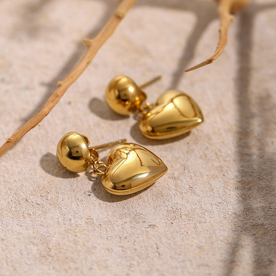 18k gold stainless steel front and back hemispherical love earrings ins unique design gold and silver color matching hemispherical love earrings Picture6