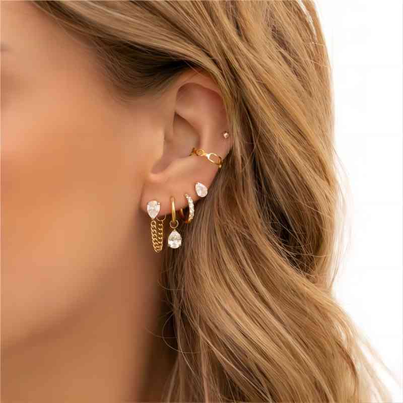 1 Paar Simple Series Tägliche geometrische 18 Karat vergoldete Zirkonia-Ohrringe für Damen Bild3