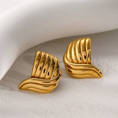  stil  gold edelstahl/gewinde wellenförmigen ohrringe europäischen und amerikanischen trendy neue trend ohrringe schmuck  h5 Bild4