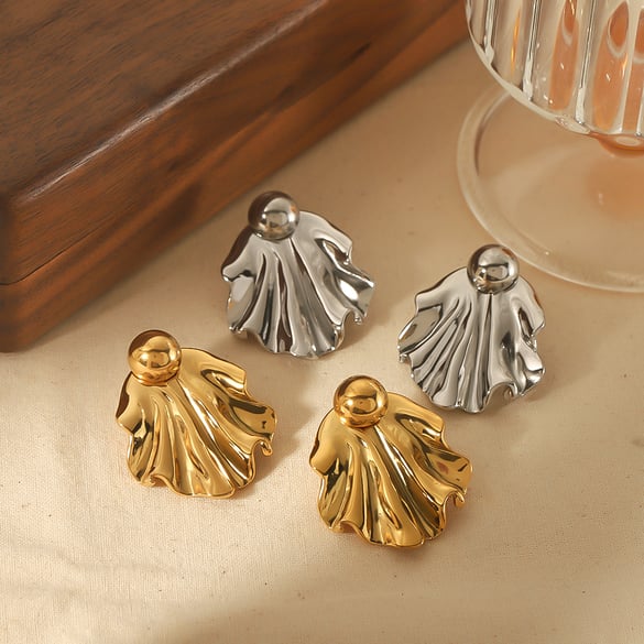 1 pair of personalized fashion 18k gold-plated stainless steel irregular fan-shaped earrings for women's jewelry for daily wear