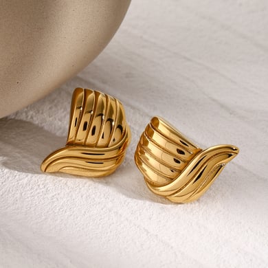  stil  gold edelstahl/gewinde wellenförmigen ohrringe europäischen und amerikanischen trendy neue trend ohrringe schmuck  h5 Bild3