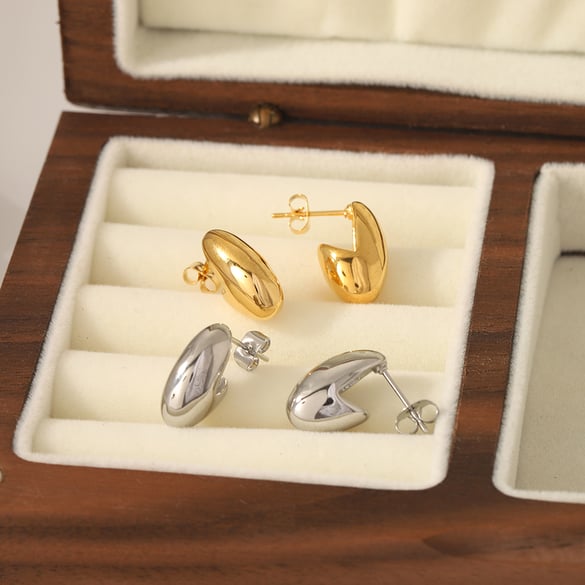 1 pair of creative and fashionable 18k gold-plated stainless steel irregular geometric earrings for women for daily wear