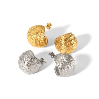 1 pair of creative and fashionable 18k gold-plated stainless steel irregular geometric texture spherical earrings for women's jewelry for daily wear h5 Picture4