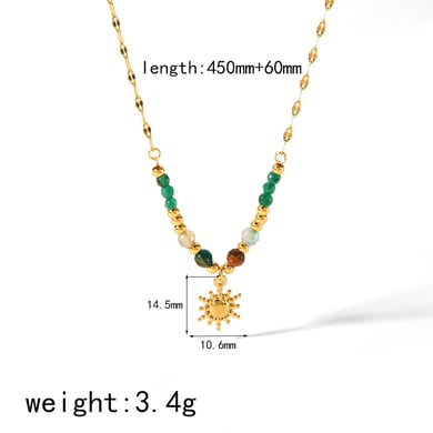 1 piece exquisite fashion 18k gold-plated stainless steel sun pendant colorful bead necklace women's jewelry daily wear h5 Picture5