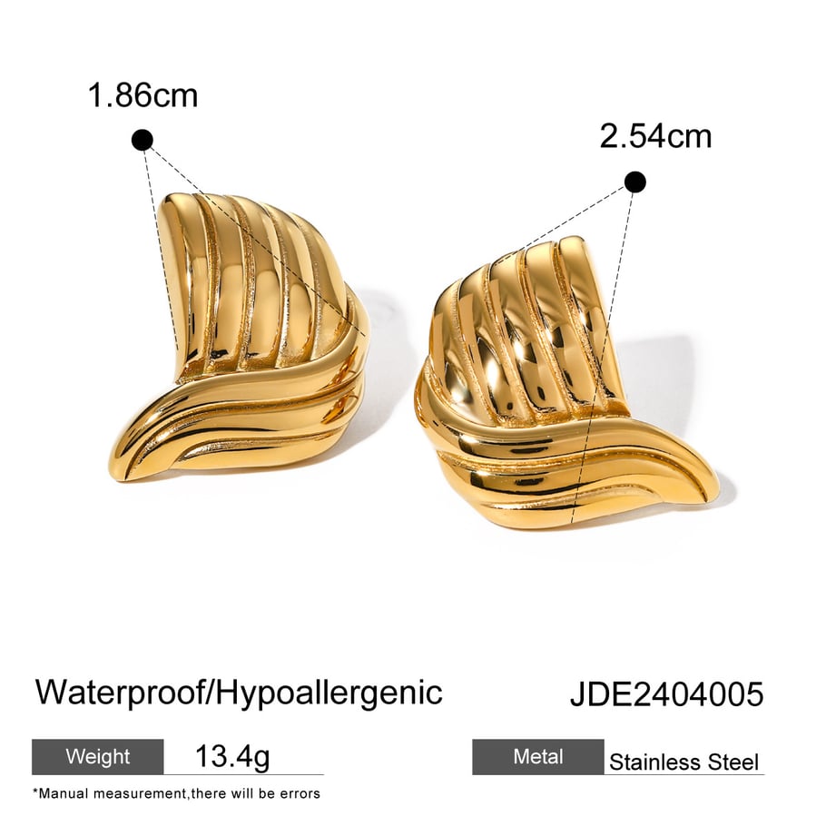  stil  gold edelstahl/gewinde wellenförmigen ohrringe europäischen und amerikanischen trendy neue trend ohrringe schmuck  Bild6
