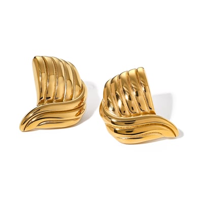  stil  gold edelstahl/gewinde wellenförmigen ohrringe europäischen und amerikanischen trendy neue trend ohrringe schmuck  h5 Bild5