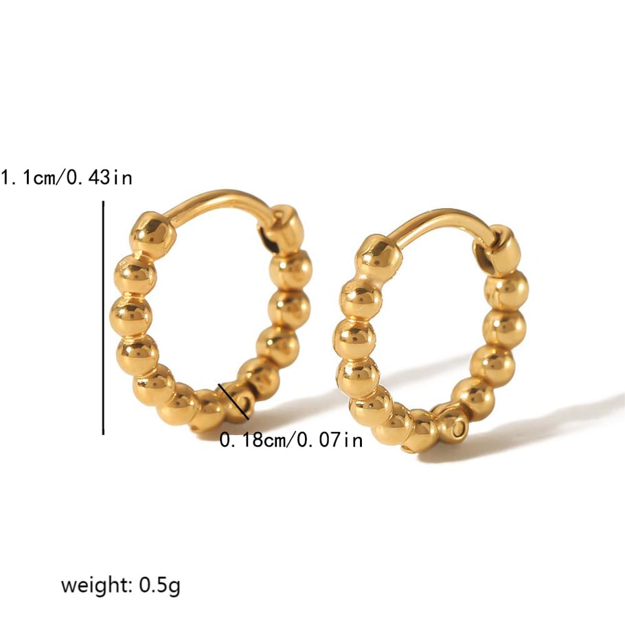1 pair of simple and fashionable 19k gold-plated stainless steel round bead earrings for women for daily wear Picture5