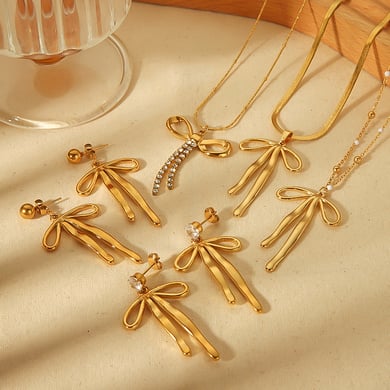 1 Paar personalisierte, modische, geometrische Ohrringe mit langem Schleifenanhänger aus 18 Karat vergoldetem Edelstahl für Damenschmuck zum täglichen Tragen h5 Bild4