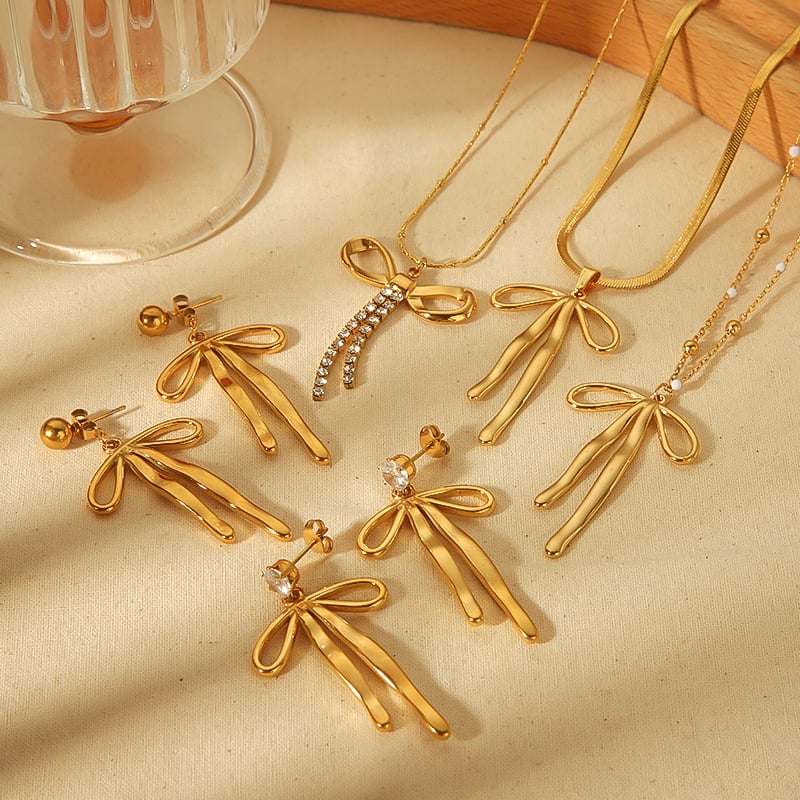 1 Paar personalisierte, modische, geometrische Ohrringe mit langem Schleifenanhänger aus 18 Karat vergoldetem Edelstahl für Damenschmuck zum täglichen Tragen Bild4